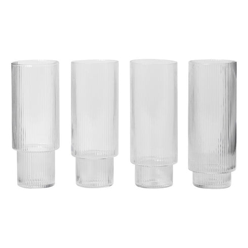 Ripple Long Drink Glasses / 4 Pcs