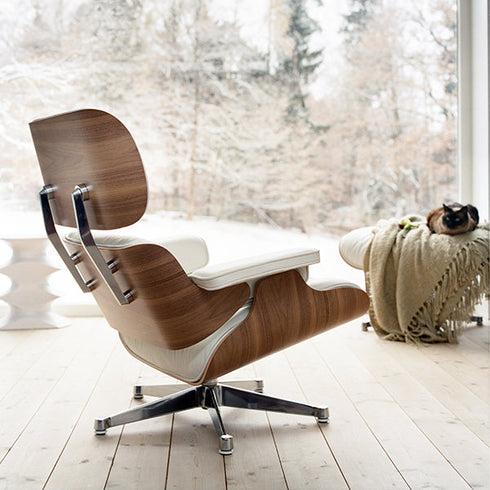 Eames Lounge Otomano / Couro Branco