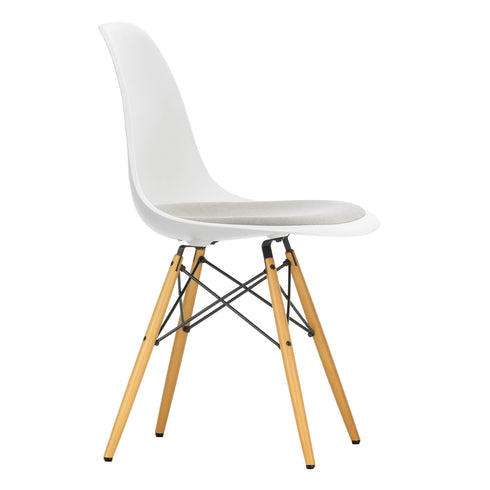 DSW Plastic Eames Chair / Fabric Seat / Maple Base