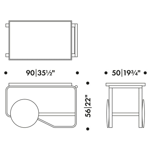 901 Tea Trolley Birch Base