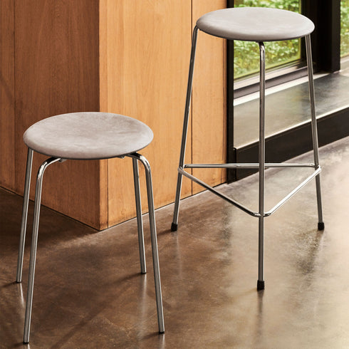 Dot™ Stool Leather / Chromed Steel Base