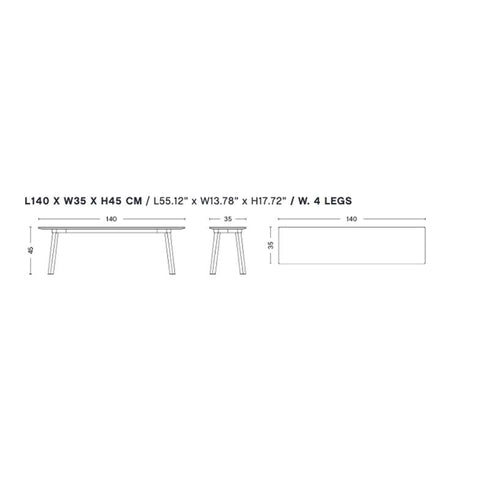 Copenhague CPH Deux 215 Bench 140cm