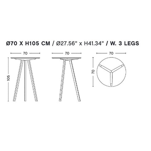 Copenhagen CPH20 Bar Table Linoleum Ø70cm