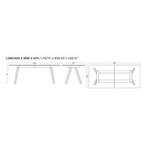 Copenhagen CPH30 Dining Table 200x90x74 Extendable
