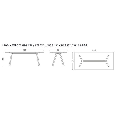 Copenhagen CPH30 Dining Table Linoleum 200x90cm