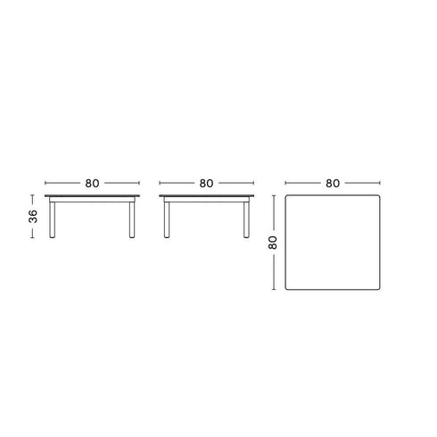 Kofi Coffee Table Walnut Base 80x80cm