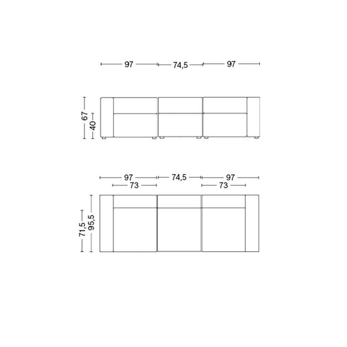 Mags 3 Seater Sofa 268.5x95.5x67cm
