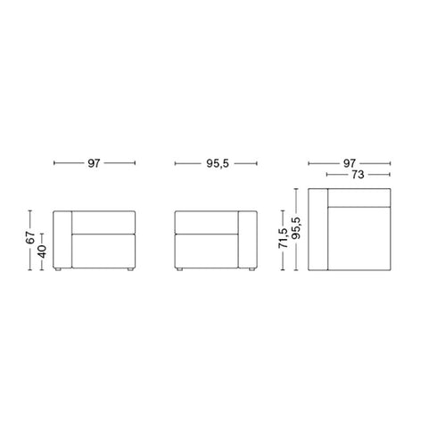 Mags Sofa Module Left Narrow 97x95.5cm