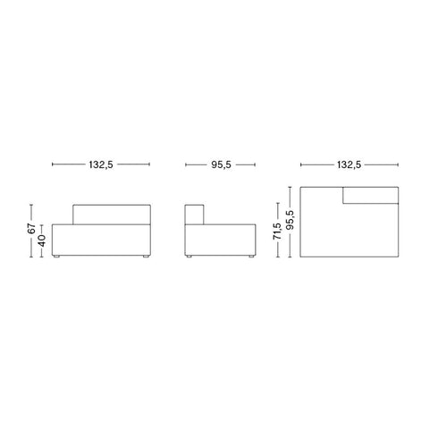 Mags Sofa Module Lounge Left 132,5x95,5cm