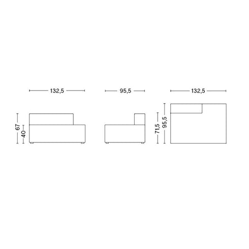 Mags Sofa Module Lounge Right 132,5x95,5cm