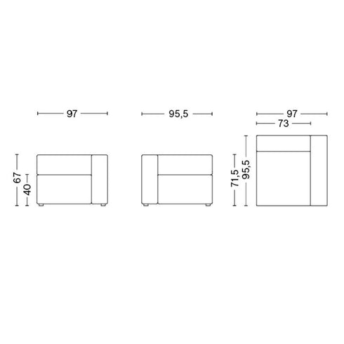 Mags Sofa Module Right Narrow 97x95.5cm