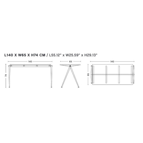 Pyramid 01 Table Beige Base 140x65cm
