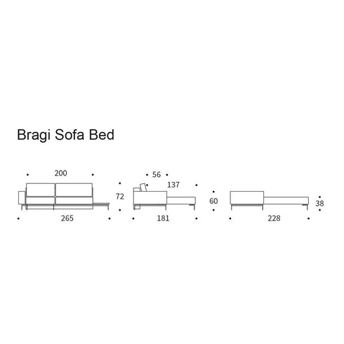 Bragi Sofa Bed with Side Table / 265x181cm