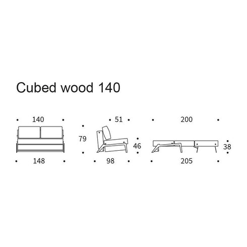 Cubed 02 Sofa Bed Oak / 148x98cm