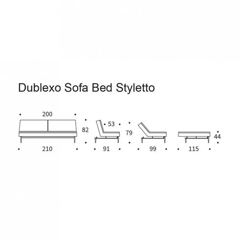 Dublexo Styletto Sofa Bed / Dark Wood 210x91cm