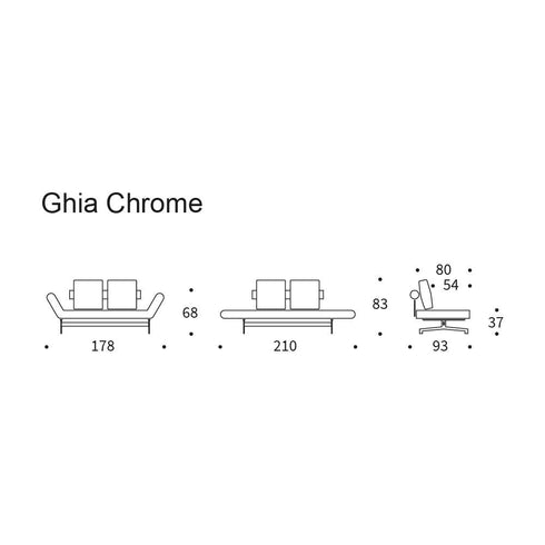 Ghia Sofa Bed Fabric Legs Chromed Steel / 210x93cm
