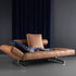 Ghia Sofa Bed Fabric with Leather / Legs Chromed Steel