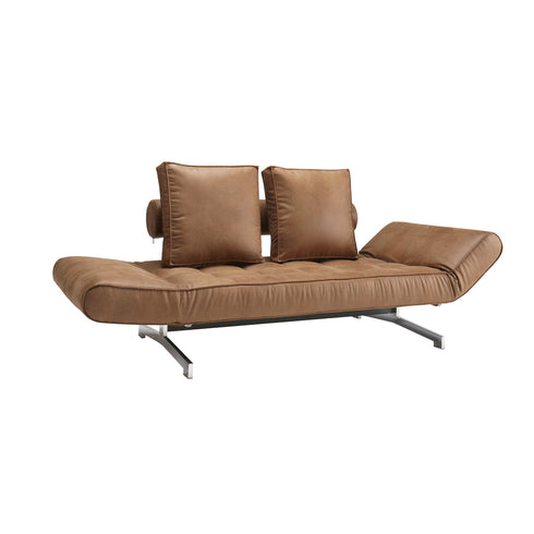 Ghia Sofa Bed Fabric with Leather / Legs Chromed Steel
