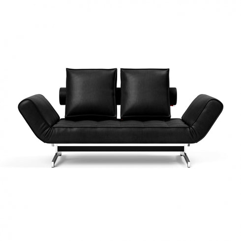 Ghia Sofa Bed Fabric with Leather / Legs Chromed Steel