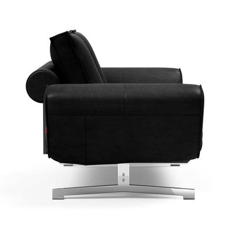 Ghia Sofa Bed Fabric with Leather / Legs Chromed Steel