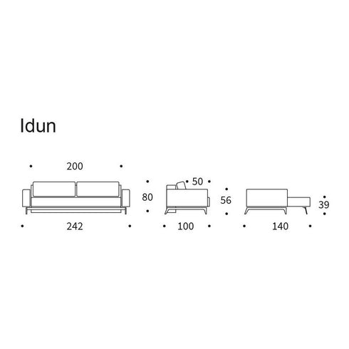 Idun Sofa Bed with Armrests / 242x100cm