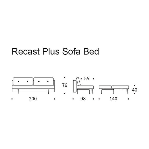 Recast Plus Sofa Bed / Legs Dark Wood 200x98cm