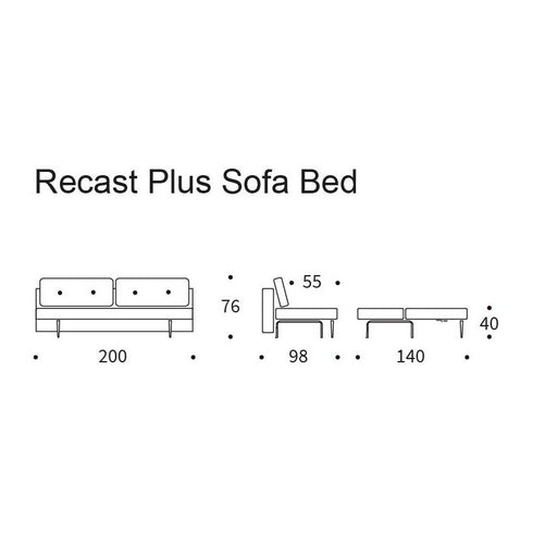 Recast Plus Sofa Bed / Legs Light Wood 200x98cm