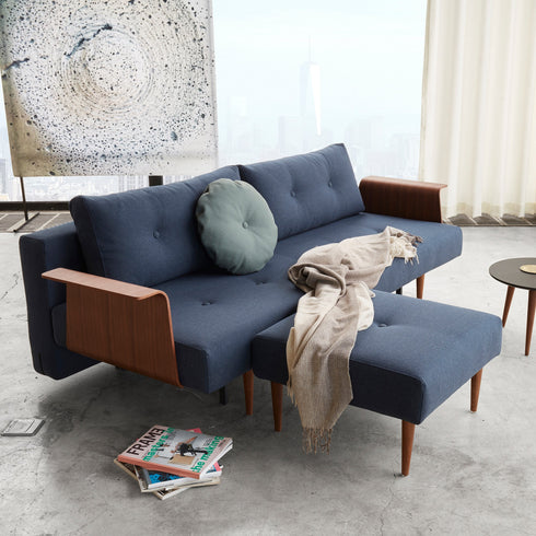 Recast Plus Sofa Bed with Armrests / Legs Dark Wood