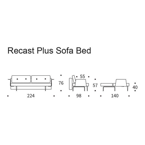 Recast Plus Sofa Bed with Armrests / Legs Dark Wood