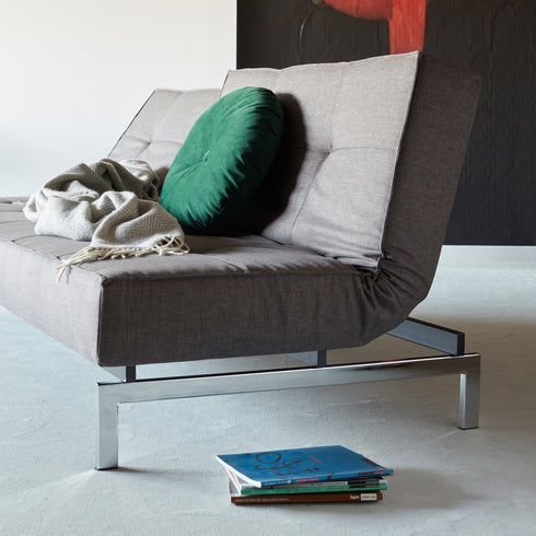 Splitback Sofa Bed / Chrome 210x89cm