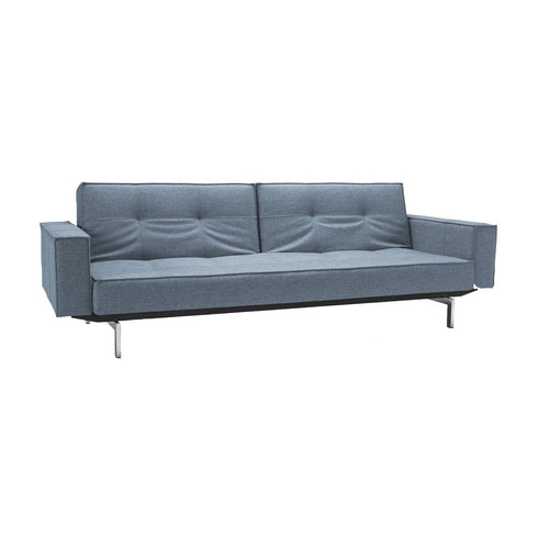 Splitback Sofa Bed with Armrests / Chrome 241x89cm