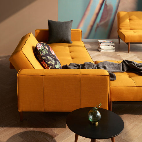 Splitback Styletto Sofa Bed / With Armrests Dark Wood