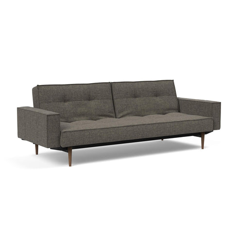 Splitback Styletto Sofa Bed / With Armrests Dark Wood