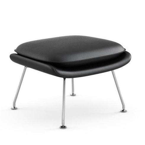 Womb Chair Relax Leather Ottoman / Frame Chrome