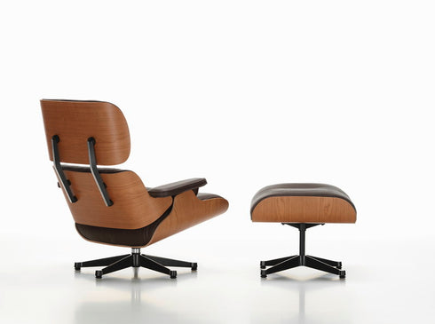 Eames Lounge Otomano / Couro Preto
