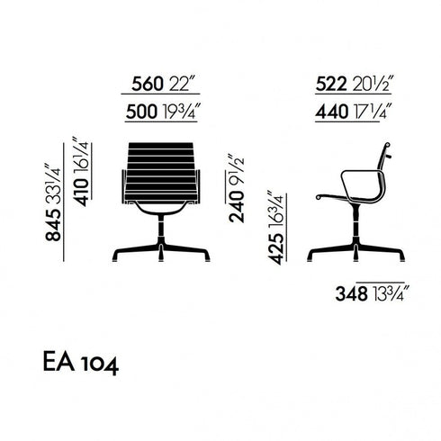 EA 104 aluminum chair / Armchair / Chrome / Swivel