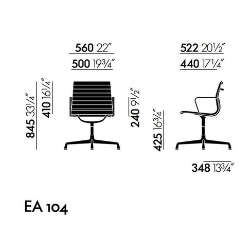 EA 104 aluminum chair / Black base / Swivel