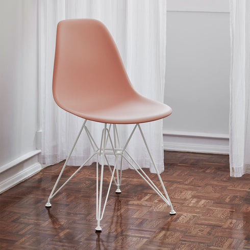 Eames Chair in DSR Plastic / White Base