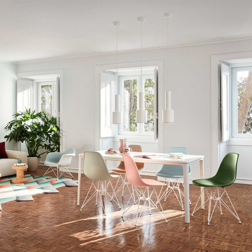 Eames Chair in DSR Plastic / White Base