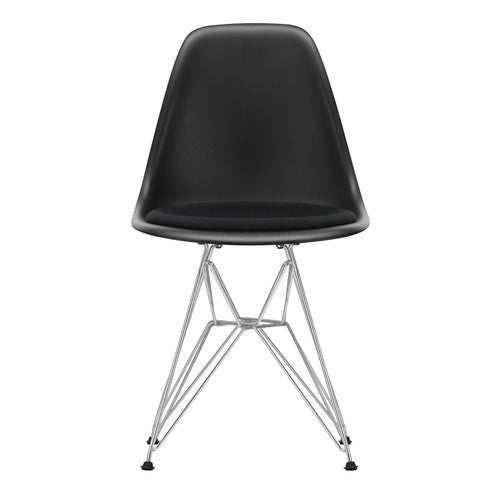 Eames Chair in DSR Plastic / Fabric Seat / Chrome Base