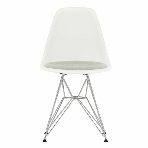 Eames Chair in DSR Plastic / Fabric Seat / Chrome Base