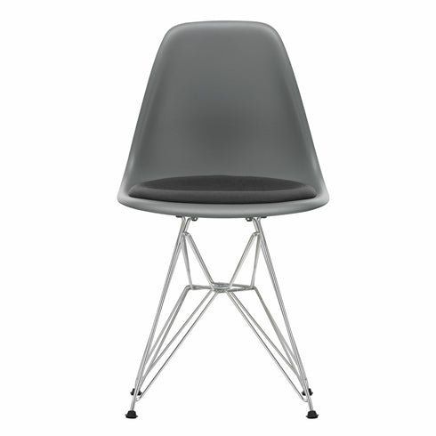 Eames Chair in DSR Plastic / Fabric Seat / Chrome Base