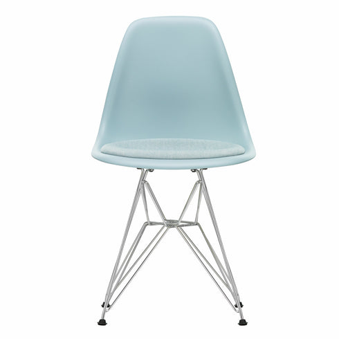 Eames Chair in DSR Plastic / Fabric Seat / Chrome Base