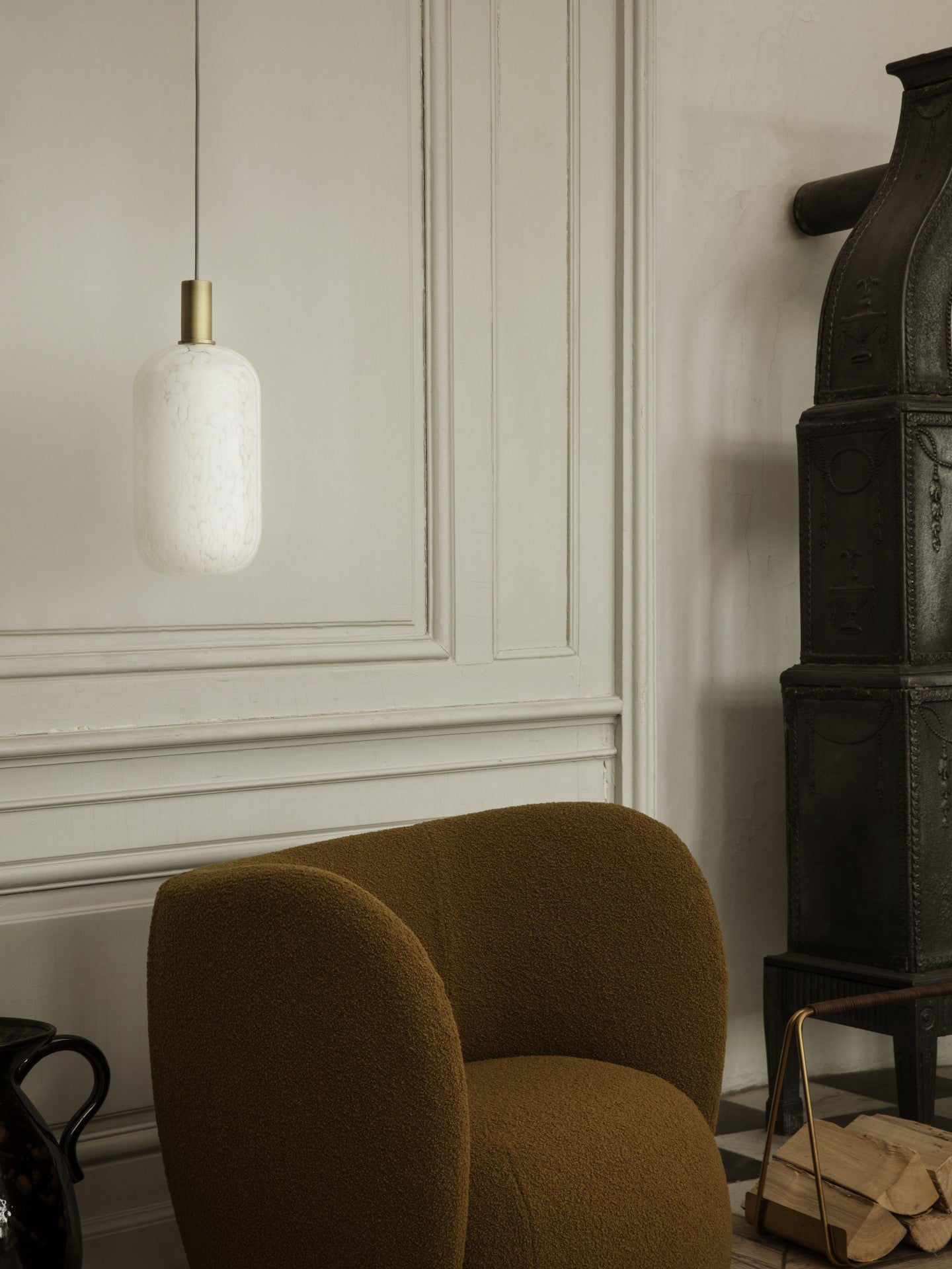 Opal Shade Suspension Lamp - Tall